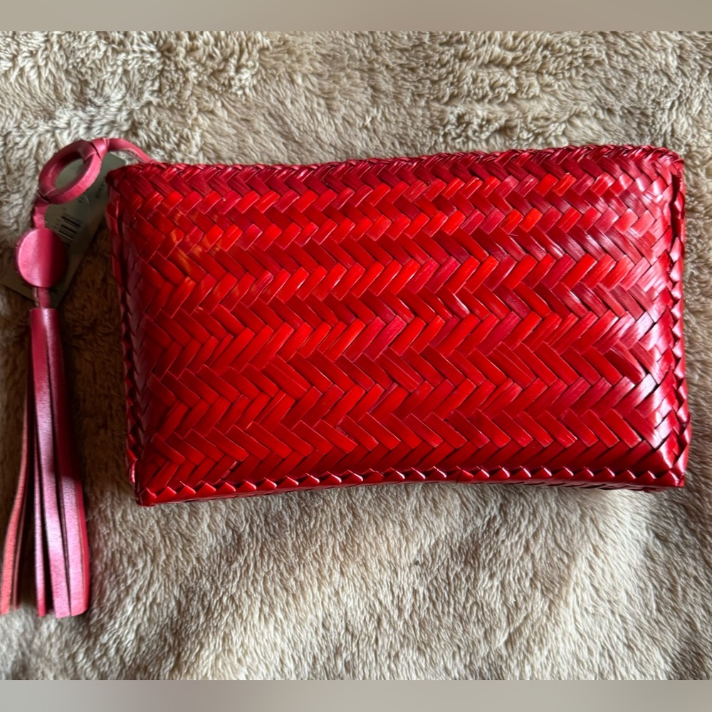 Adrienne Vittadini red straw clutch.  New